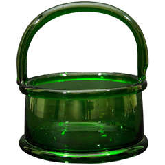 Hand Blown Green Crystal Basket
