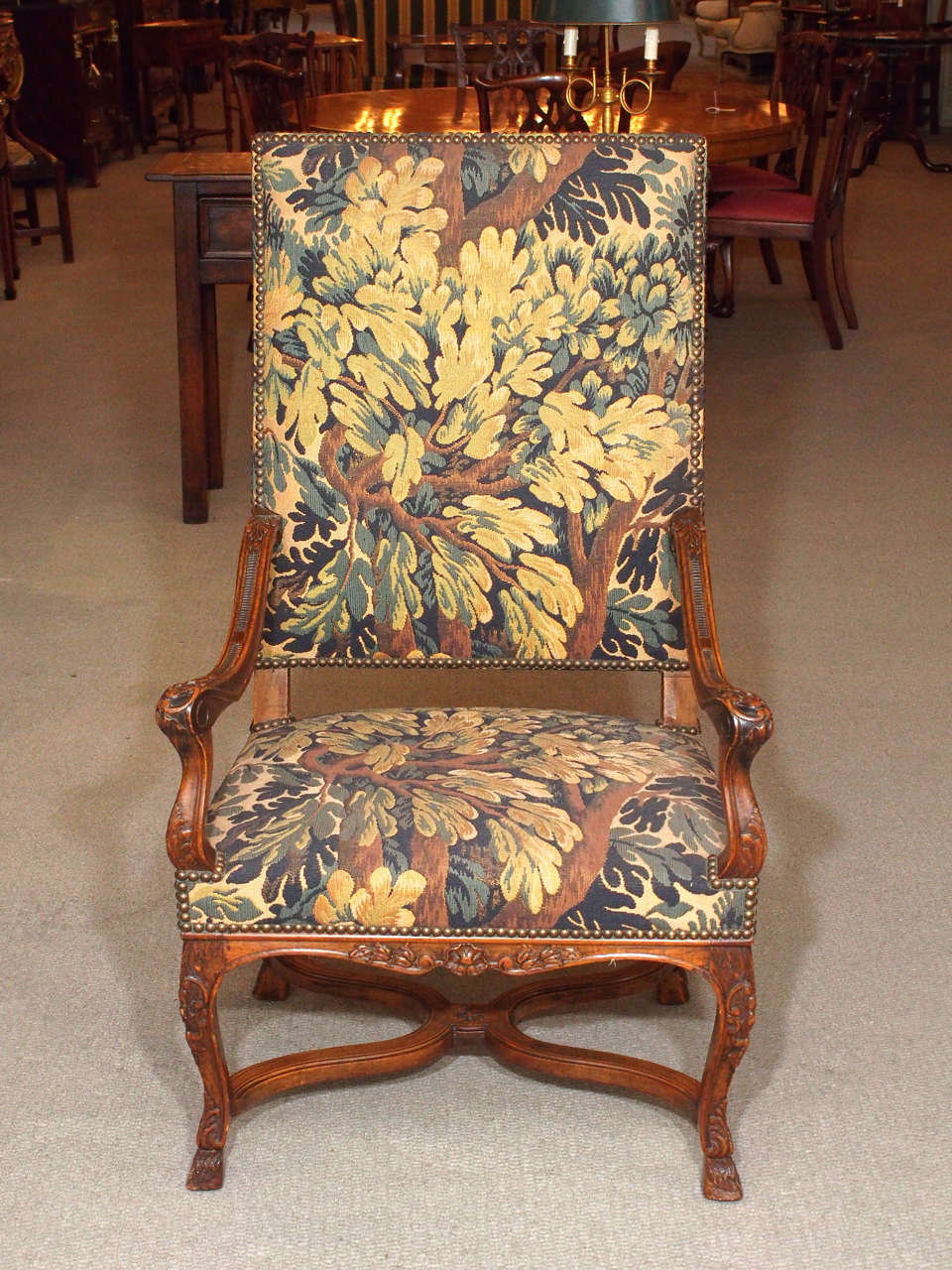 Pair Of Antique French Walnut Upholstered Fauteuils In Excellent Condition In New Orleans, LA