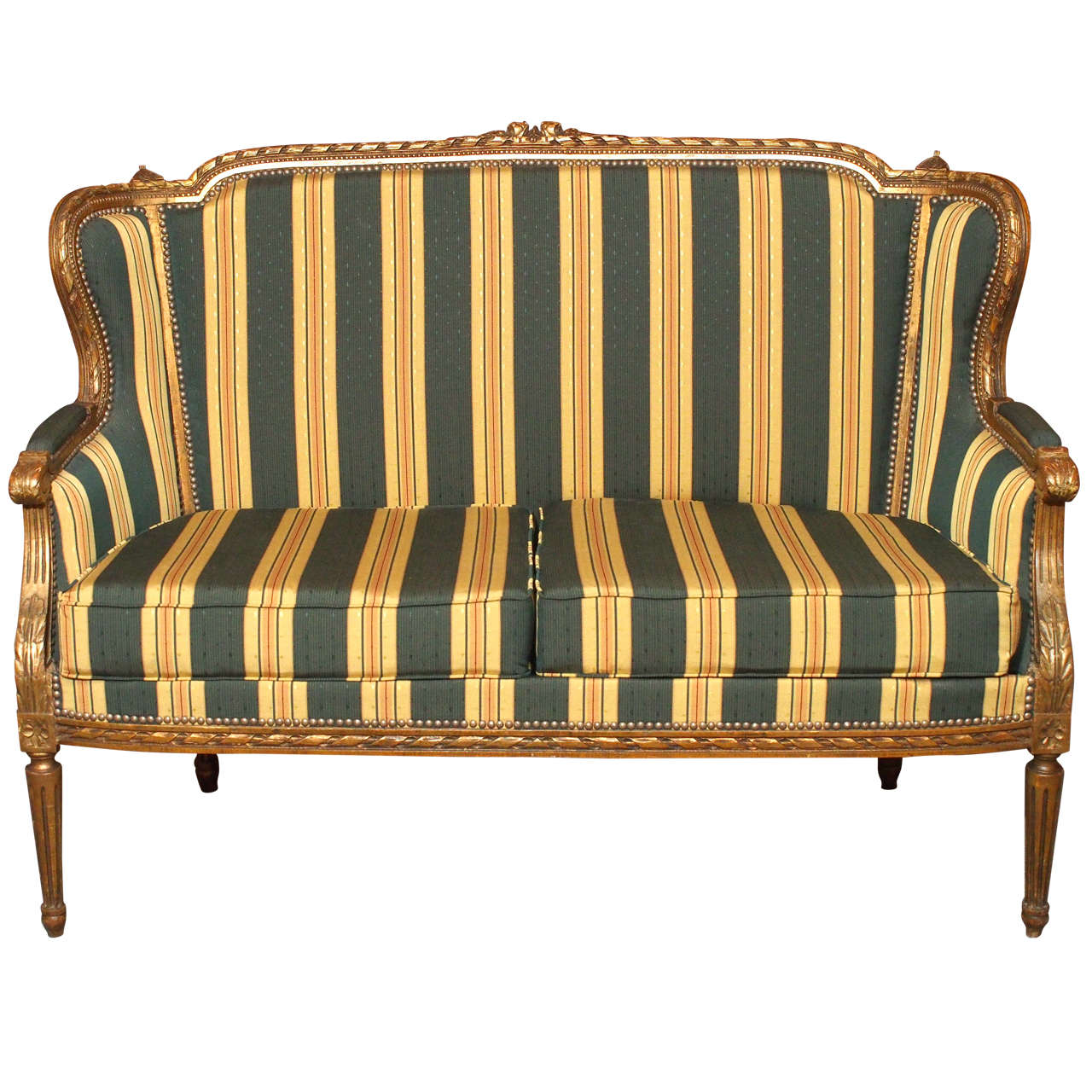 Antique French Gold Leaf Upholstered Canape