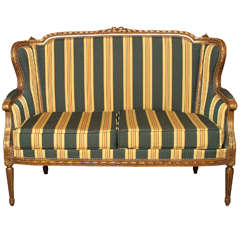 Antique French Gold Leaf Upholstered Canape