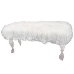 Custom Mongolian Fur Bench with Twisted Lucite Legs