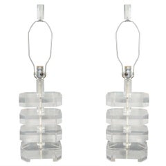 Pair of Platinum Lotus Lamps Pair of Platinum Lotus Lamps