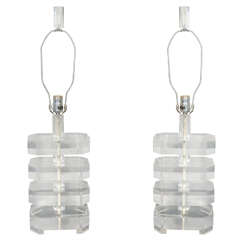 Pair of Platinum Lotus Lamps 10