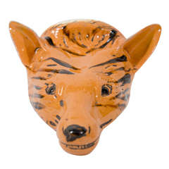 A Late 18th Century Pottery Fox Head Stirrup Cup
