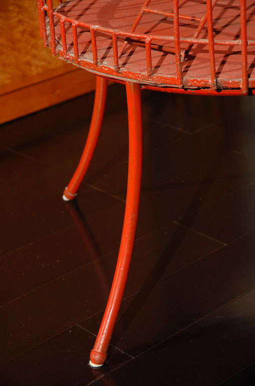 Tony Duquette Floor Bird Cage in Crimson Red with Plaster Tassels 1