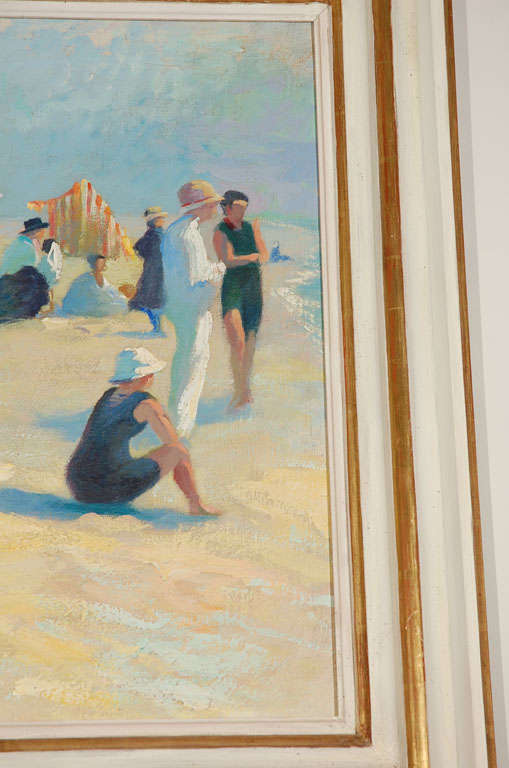 20th Century Art Deco Beach Lifestyle Painting by Martin Lindenau For Sale