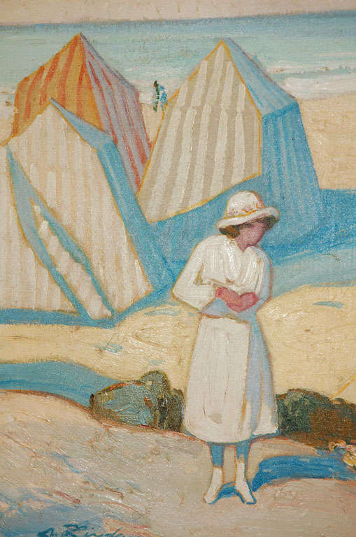 Art Deco Beach Scene Painting by Martin Lindenau For Sale at 1stDibs