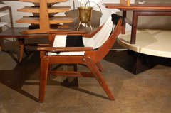 Wood Rare Jerry Johnson cow hide sling chair
