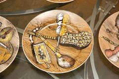 Italian Piero Fornasetti 6 ceramic plates music  instruments