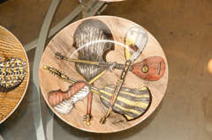 Mid-20th Century Piero Fornasetti 6 ceramic plates music  instruments