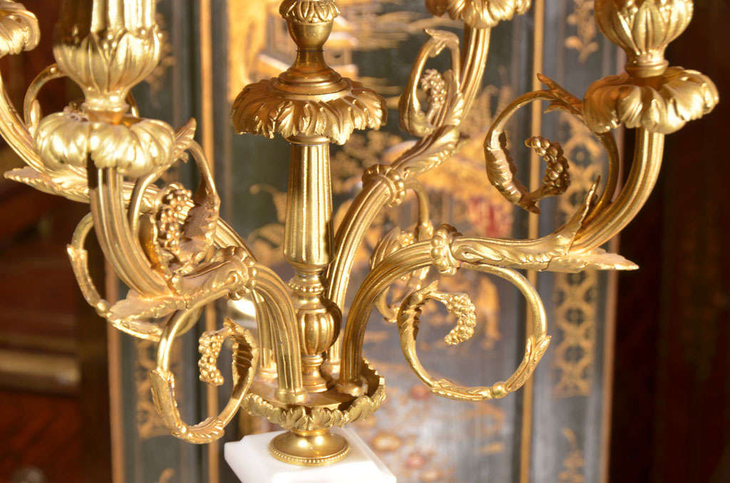 19th c Louis XVI marble candlabrum lamps 4