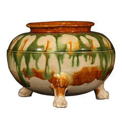 Chinese Sancai Glazed Pottery Jar, Tang Dynasty