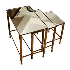 Set of Three Bagues-Style Brass Nesting Tables
