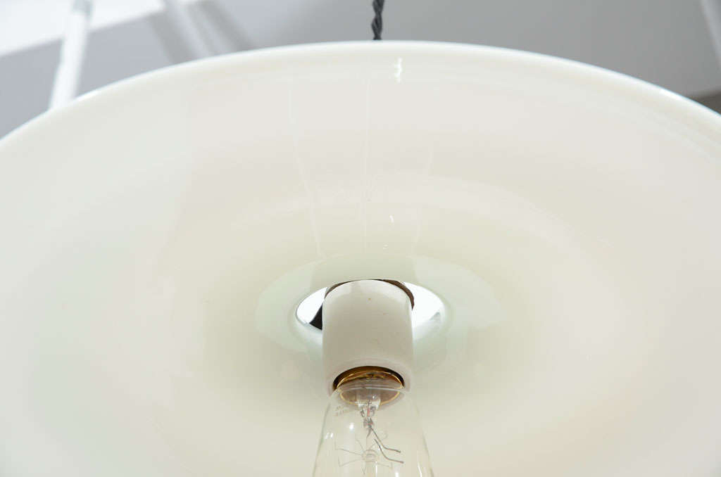 American Large Vintage Milk Glass Hanging Light