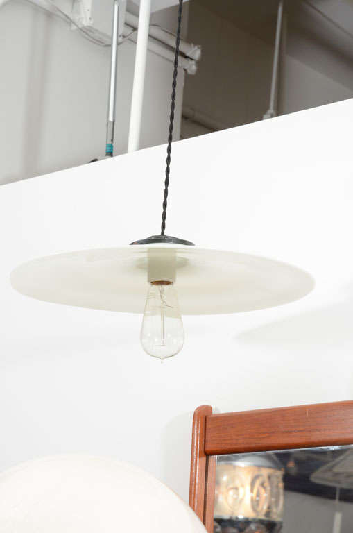 Large Vintage Milk Glass Hanging Light In Excellent Condition In New York, NY