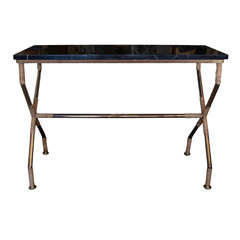 Brass and Raffia Console
