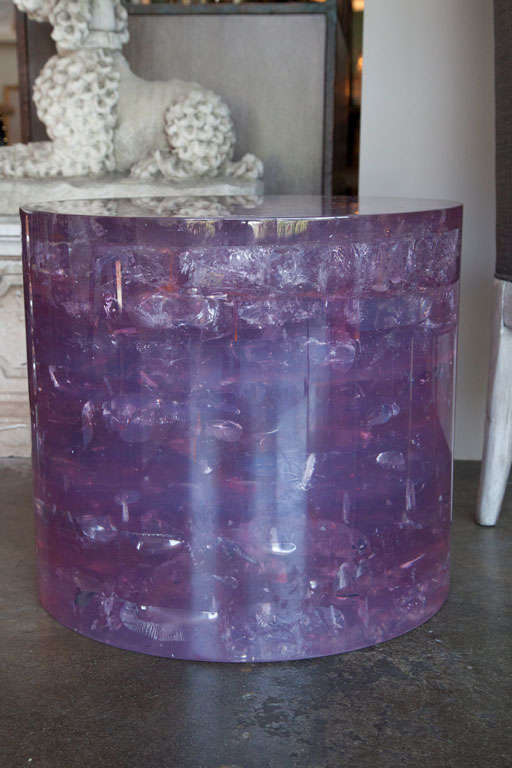 Lavender Acrylic Side Table In Excellent Condition In Los Angeles, CA