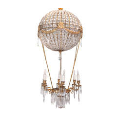 Vintage 1940s Italian Crystal Hot Air Balloon Chandelier