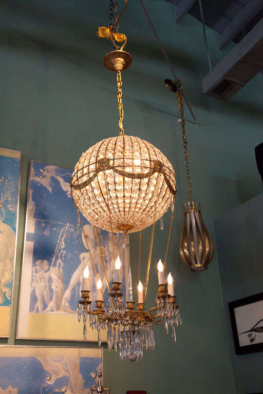 1940s Italian Crystal Hot Air Balloon Chandelier at 1stdibs