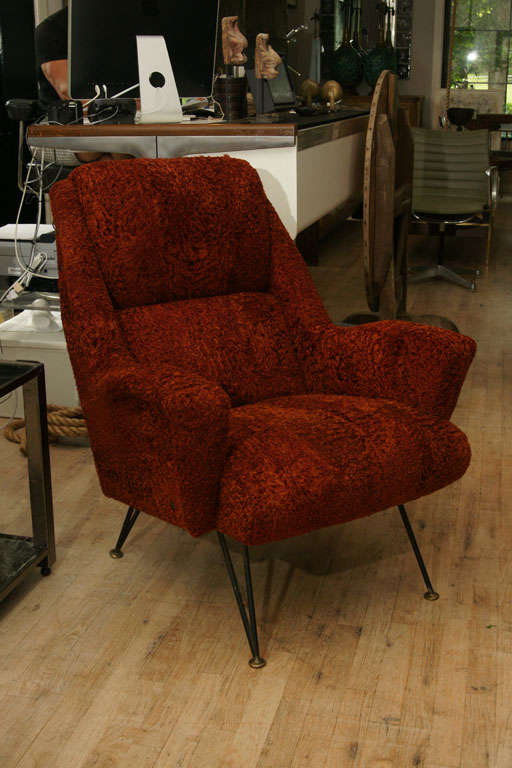 Italian Persian Lamb Chair In Excellent Condition In New York, NY