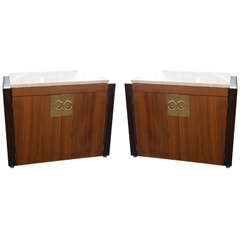 Pair of End Tables with Marble Tops
