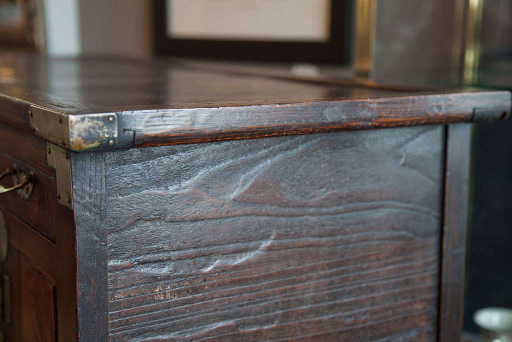 Antique Asian Iron gated , cedar wood Tea cabinet 2