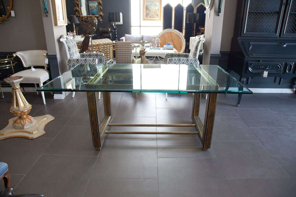 Mastercraft  table with etched base by Bernard Rohne 1