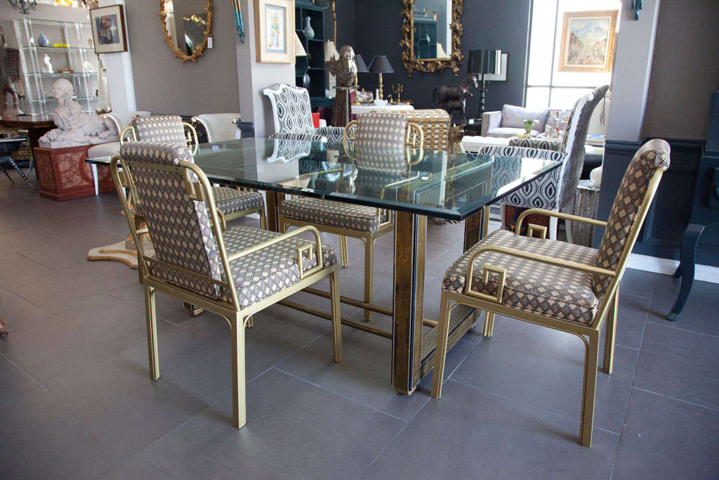 Mastercraft brass table with etched base, glass on top.