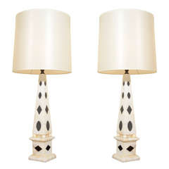 Pair of Marble Table Lamps, by Emilio Thierry, French 1930s