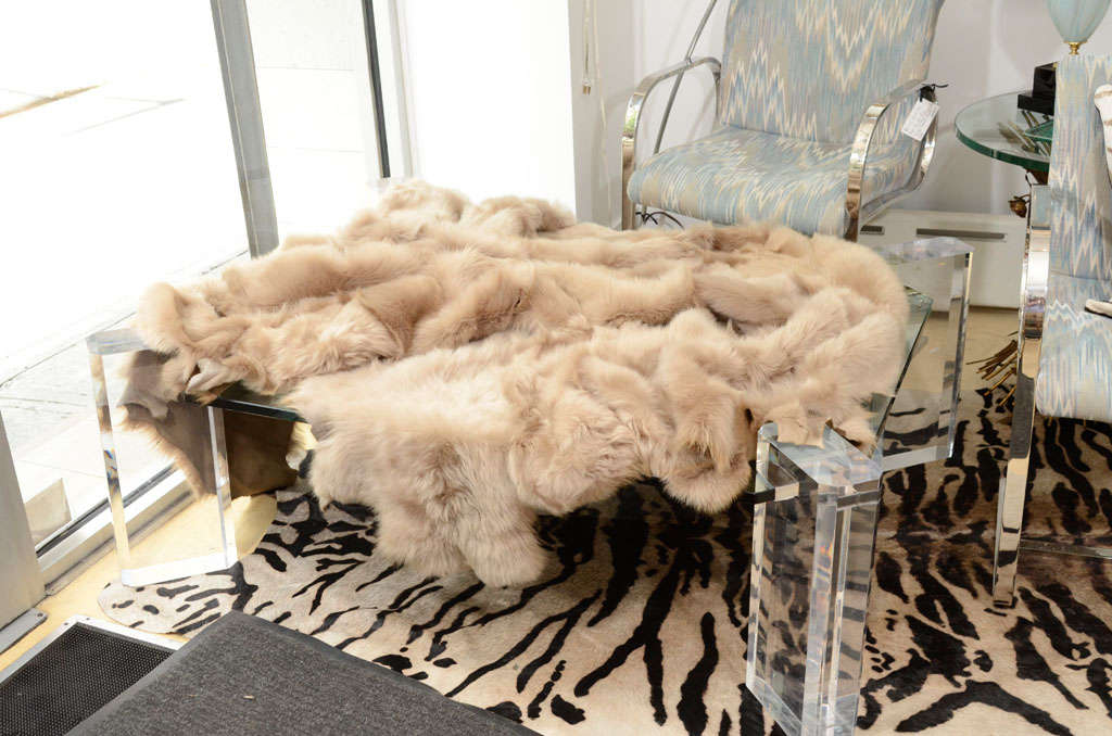 Vintage, sexy and beautiful long hair shearling throw with raw edges. Can be used as a throw or a rug, circa 1980.