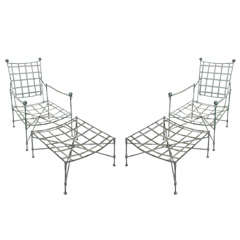 One Salterini lounge  chair and ottoman in metal