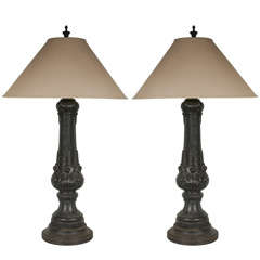 Antique Cast Iron Lamp Painted Black