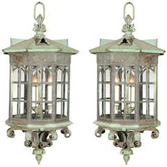 Pair of Classic Form Copper Lanterns
