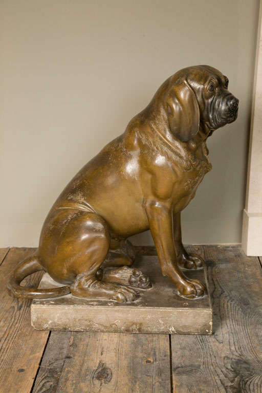 18th Century and Earlier George III Painted Lead Model of a Dog