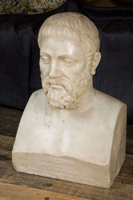 Carved Marble Bust Sculpture of a Scholar For Sale 1