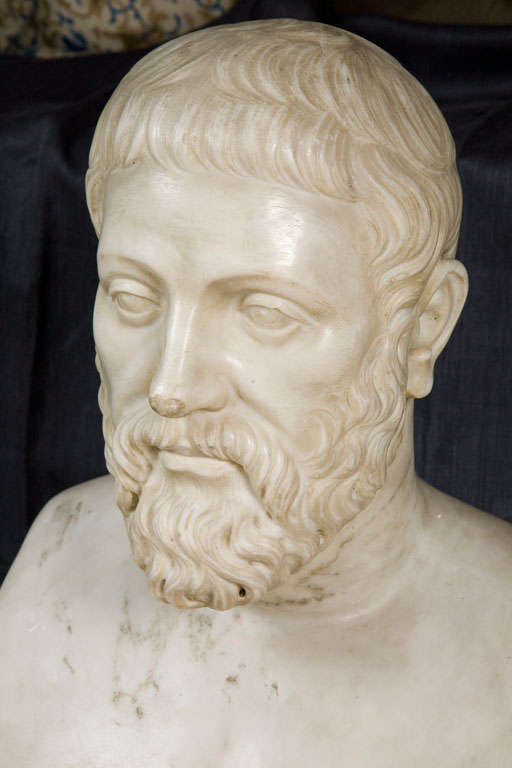 Sconosciuto Scultura di un busto in marmo scolpito di uno studioso in vendita