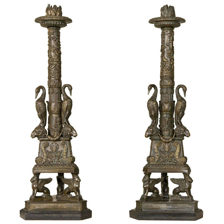 Pair Of Gilt Bronze Candlesticks For Sale At 1stdibs