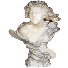 Antique Marble Bust of Aviatrix with Propeller, Beryl Markham?
