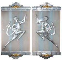 Great Pair French High Style Art Deco Wall Lights