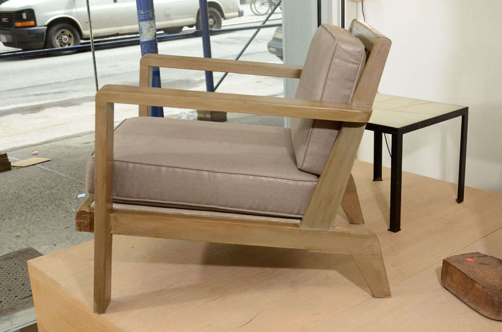 Wood Pair of Arm Chairs by Rene Gabriel