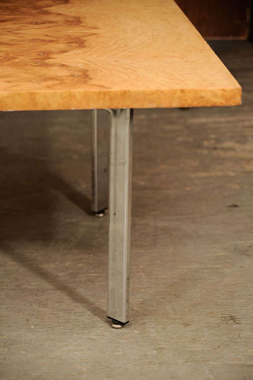 Very nice Milo Baughman coffee table with a striking burl wood tabletop.