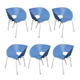 Six Blue Tom Vac Chairs by Ron Arad