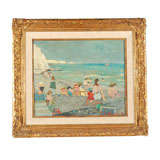 1969 Oil Painting of Bathers by French Artist Wacheux