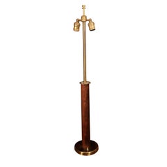 Walnut & Brass Cylindrical Table Lamp By Nessen Studio