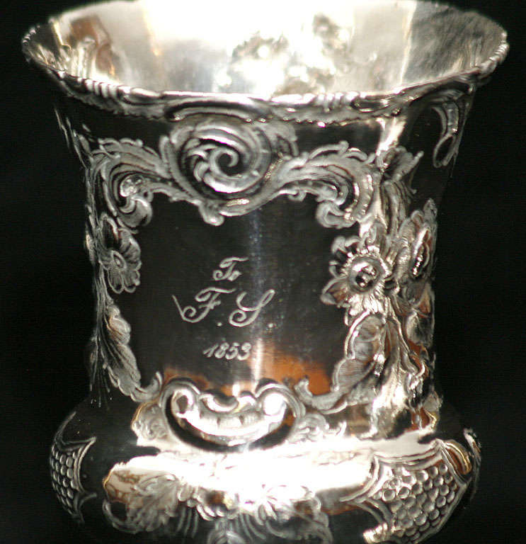 American Coin or Sterling Silver Repousse Goblets