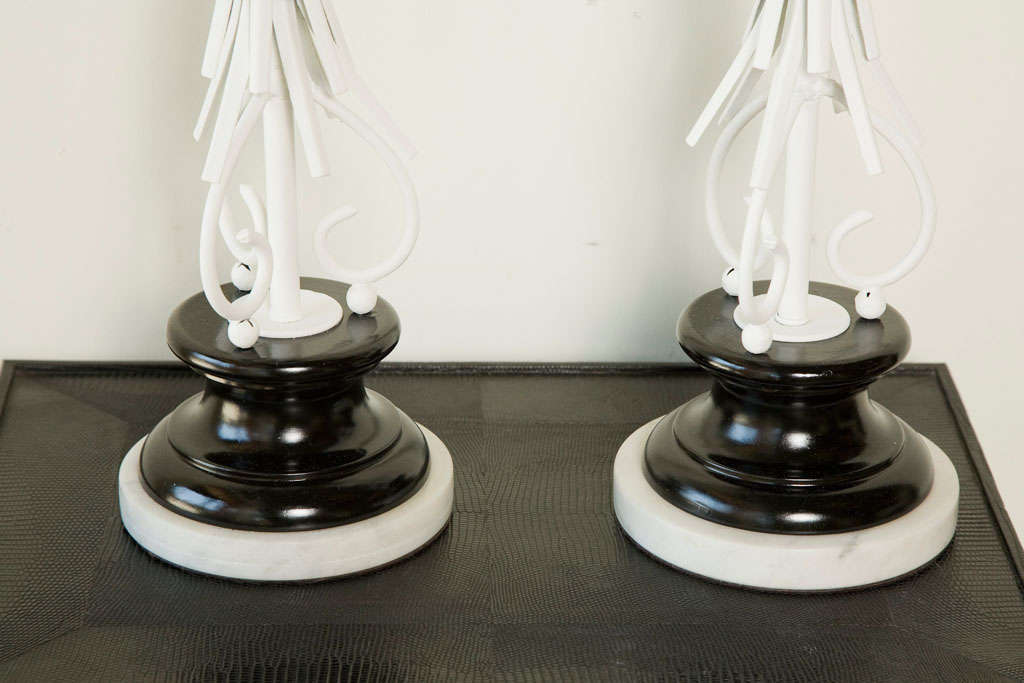 Pair of White Gesso Wheat Table Lamps