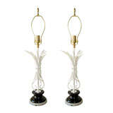 Pair of White Gesso Wheat Table Lamps