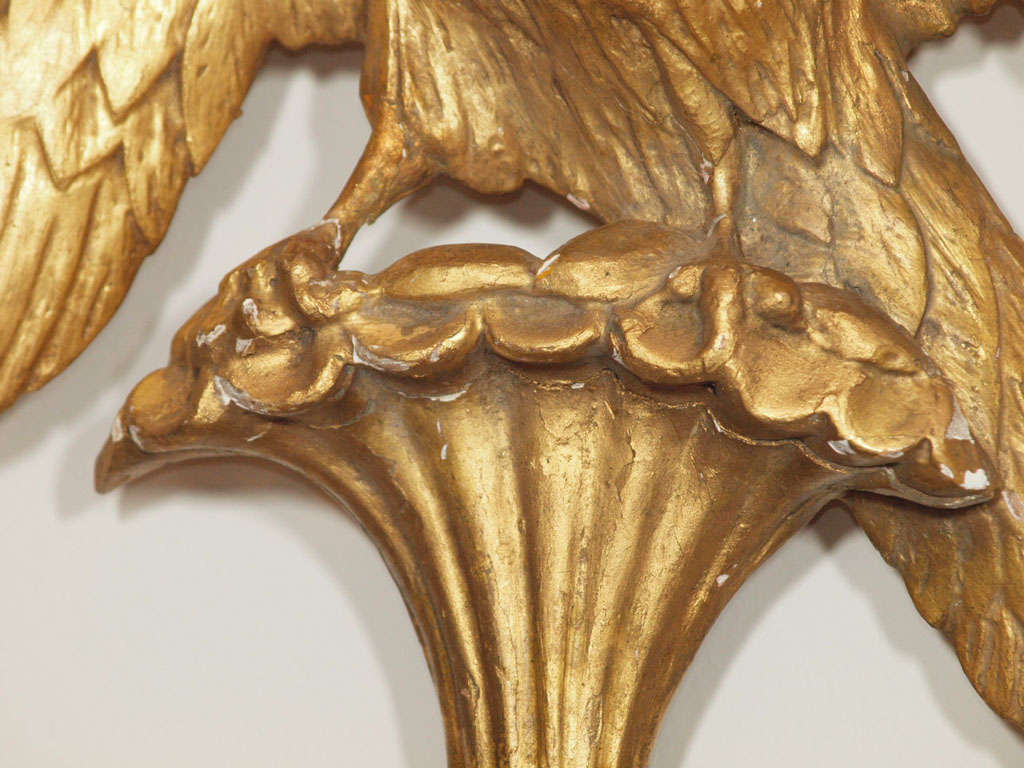 19th c European Carved Giltwood Empire Style Perched Eagle Fragment For Sale 2