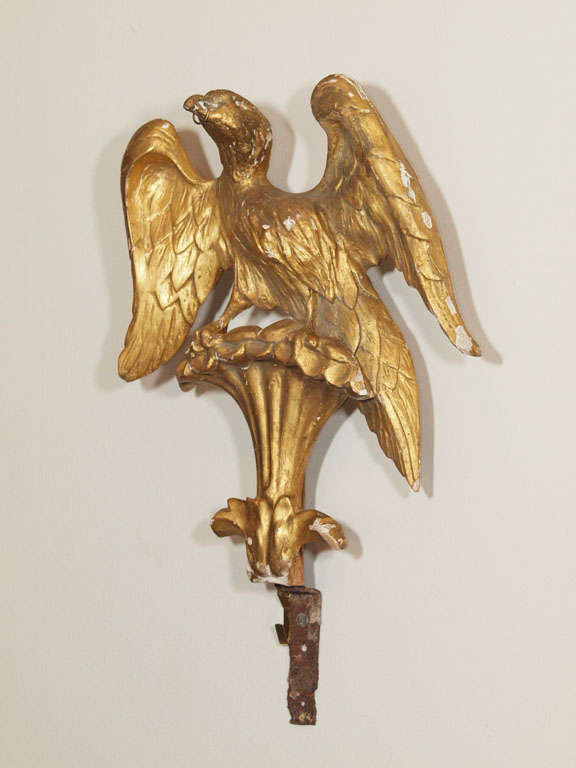 19th c European Carved Giltwood Empire Style Perched Eagle Fragment For Sale 4