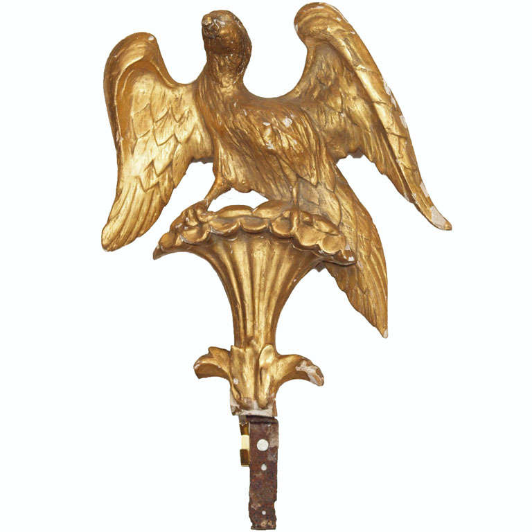 19th c European Carved Giltwood Empire Style Perched Eagle Fragment For Sale